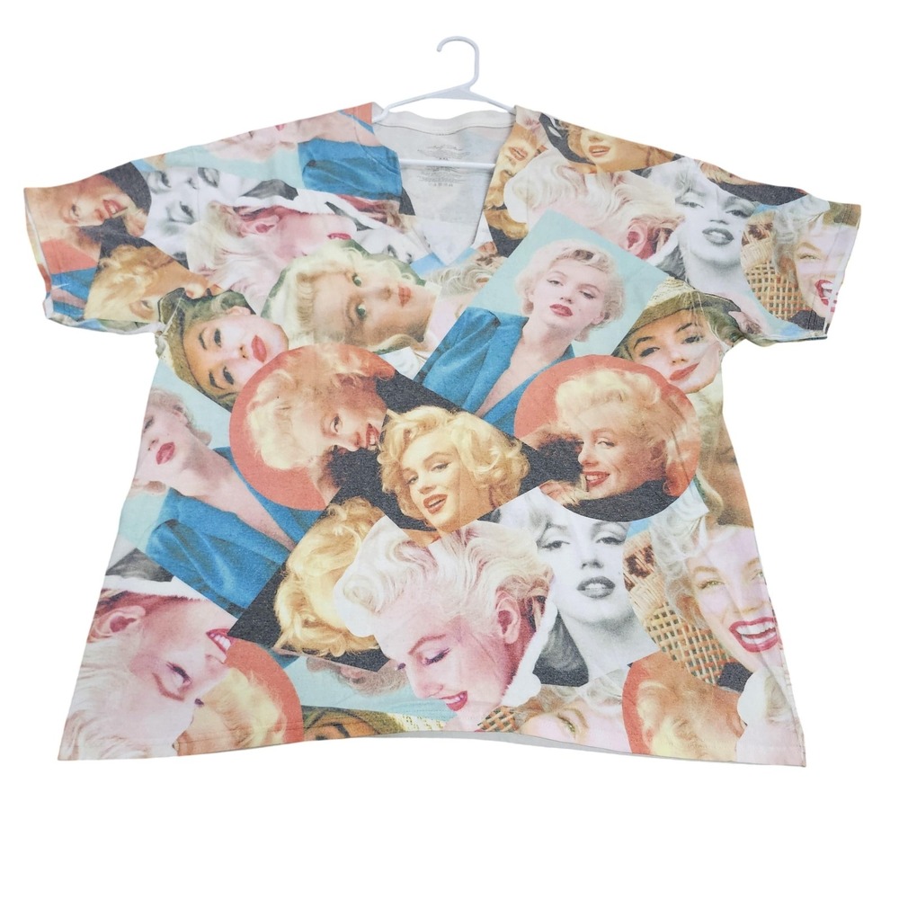 Marilyn Monroe Shirt Womens XXL Multicolor Collage Portrait Graphic Tee Top
